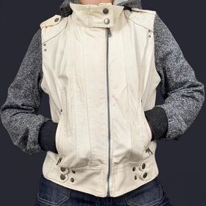 New Look Cream and Gray Vest Jacket